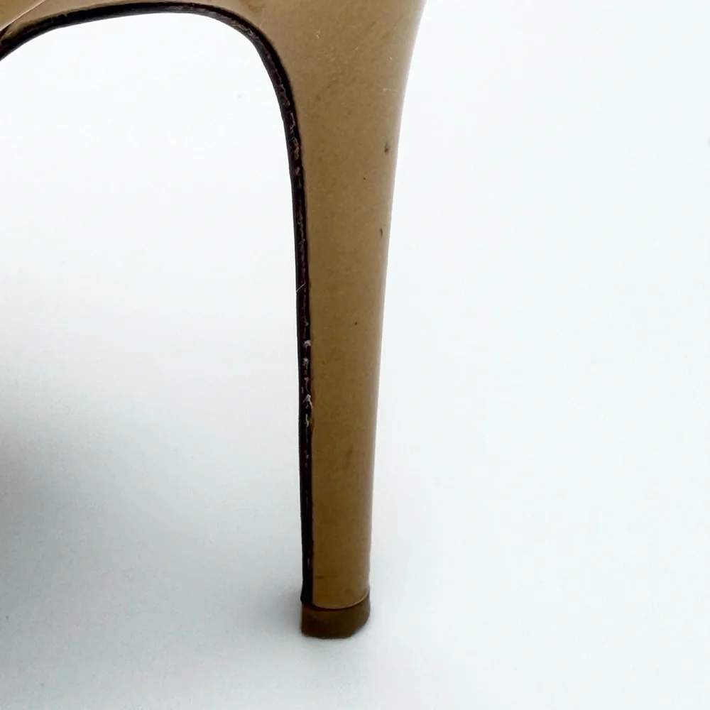 Jimmy‎ Choo Luna Peep-Toe Platform Pumps Nude Patent Leather Size 8.5 (38.5)